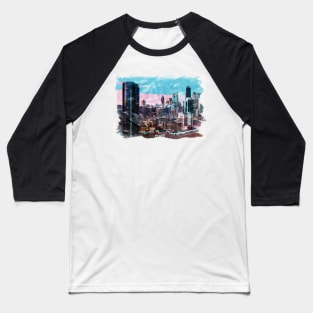 Chicago USA Unique Watercolor Travel Souvenir Fine Art Baseball T-Shirt